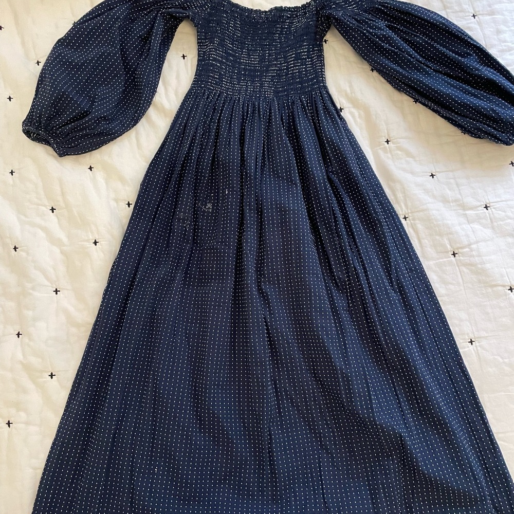 The Great. Navy Smocked dress